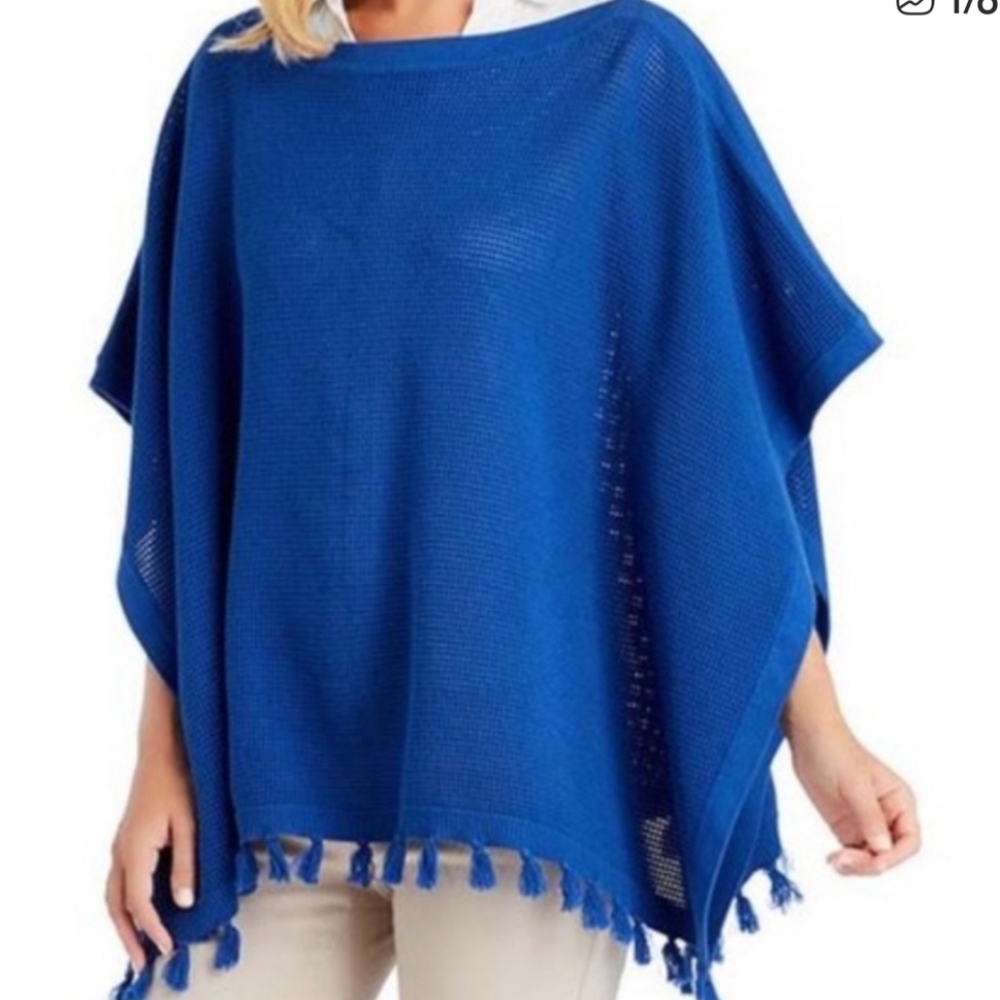 J. McLaughlin Asha Indigo Blue Poncho OS‎